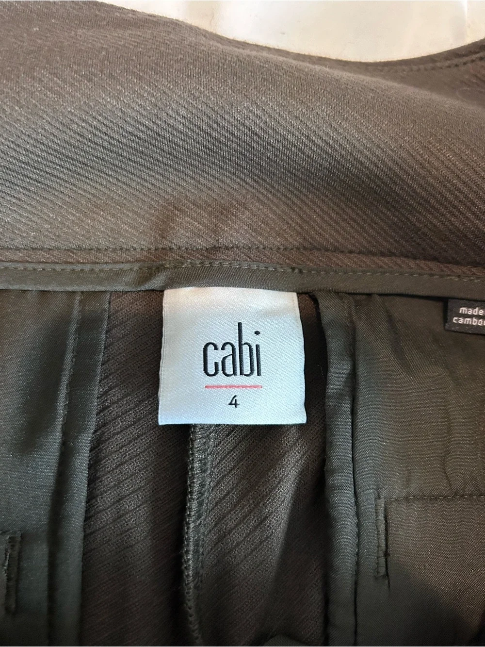 CAbi Academy Trousers Olive Green High-Waist Wide-Leg